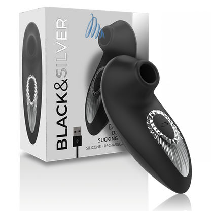 BLACK&amp;SILVER - DRAKE DELUXE VIBRADOR SUCCIONADOR RECARGABLE SILICONA NEGRO