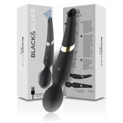 BLACK&SILVER - BECK RECHARGEABLE SILICONE MASSAGER AND SUCTION BLACK