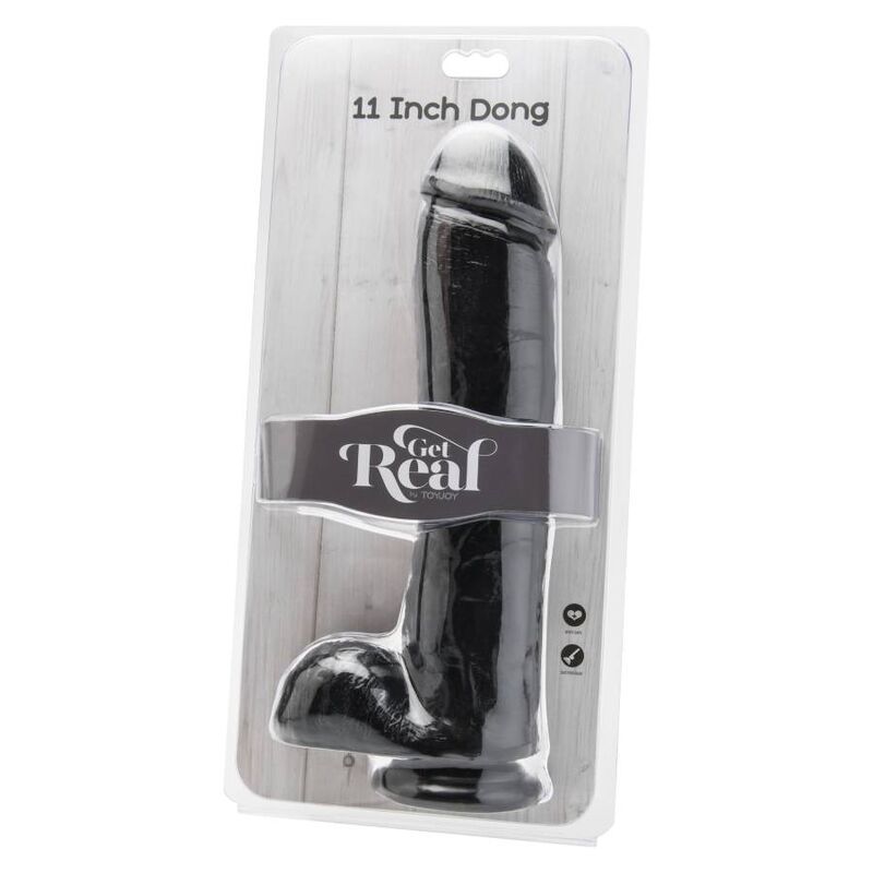 GET REAL - DILDO 28 CM CON BOLAS NEGRO