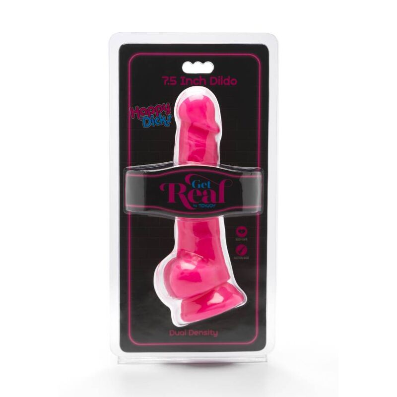 GET REAL - HAPPY DICKS 19 CM CON BOLAS ROSA