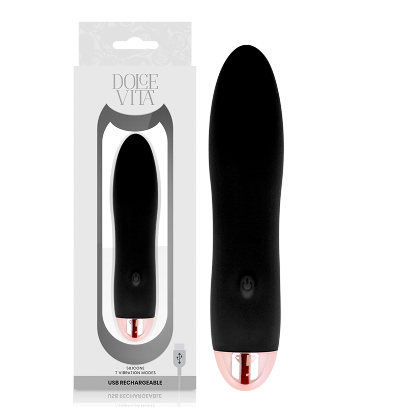 DOLCE VITA - VIBRATEUR RECHARGEABLE FOUR BLACK 7 VITESSES