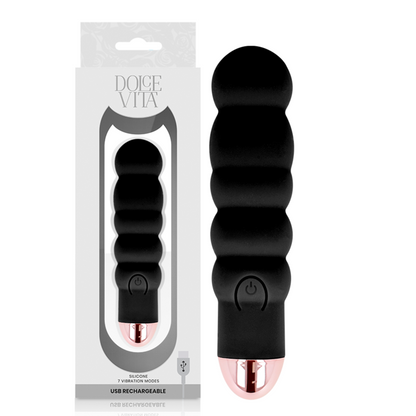 DOLCE VITA - RECHARGEABLE VIBRATOR SIX BLACK 7 SPEEDS