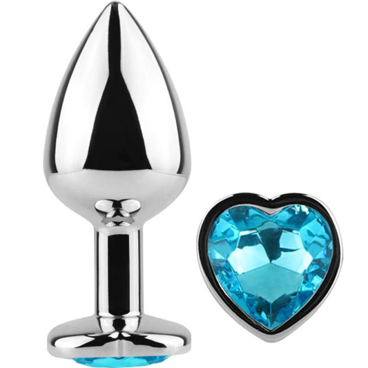 SECRETPLAY - PLUG ANAL DE METAL CORAZÓN AZUL TAMAÑO PEQUEÑO 7 CM