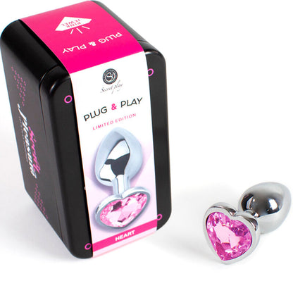 SECRETPLAY - PLUG ANALÉTIQUE EN MÉTAL COEUR FUCHSIA PETIT TAILLE 7 CM