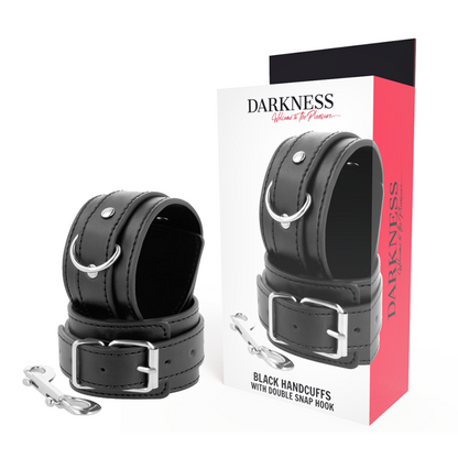 DARKNESS - ADJUSTABLE BLACK HANDCUFFS WITH DOUBLE REINFORCEMENT TAPE