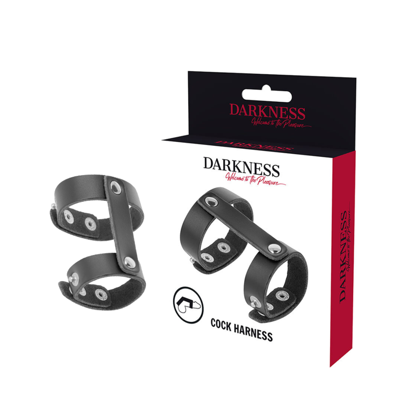 DARKNESS - ANILLO AJUSTABLE DE CUERO PARA PENE Y TESTÍCULOS