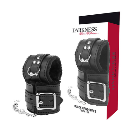 DARKNESS - BLACK-LINED BDSM HANDCUFFS