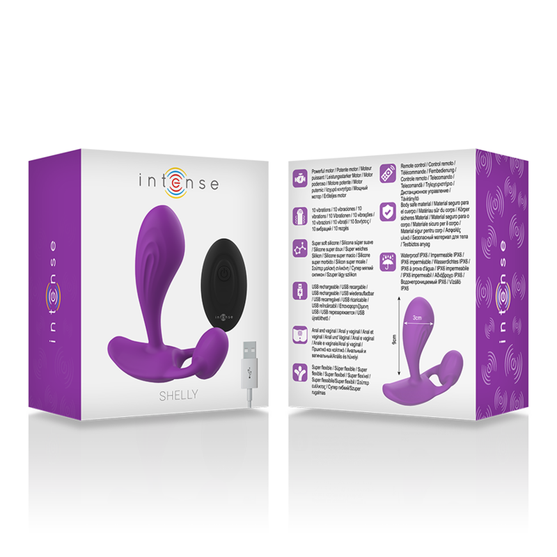 INTENSE - SHELLY DUO ANAL-PERINEUM, VAGINAL-CLITORIS REMOTE PURPLE