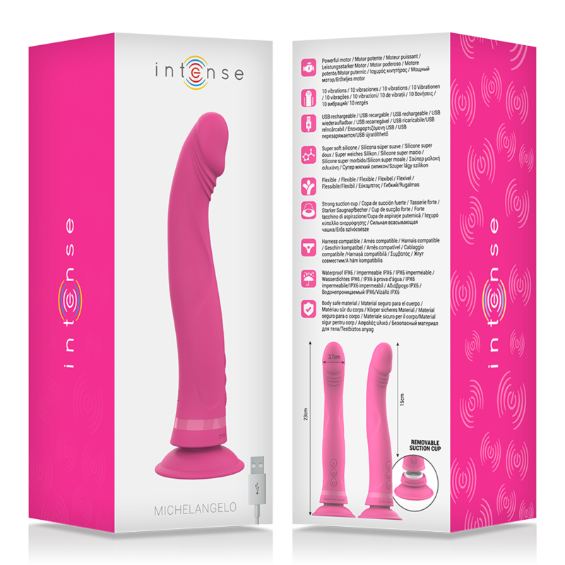 INTENSE - DILDO VIBRADOR DE SILICONA ROSA MICHELANGELO