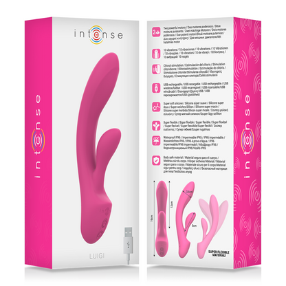 INTENSE - VIBRADOR LUIGI RABBIT SILICONA LÍQUIDA ROSA