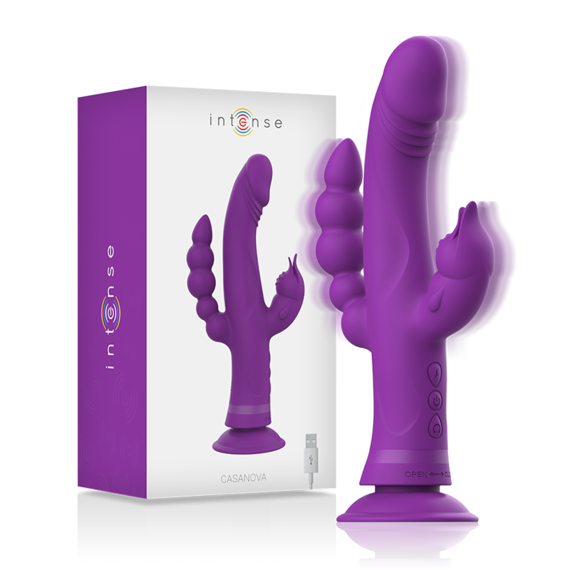 INTENSE - VIBRADOR CASANOVA RABBIT SILICONA TRIPLE MOTOR MORADO