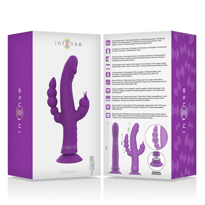 INTENSE - VIBRADOR CASANOVA RABBIT SILICONA TRIPLE MOTOR MORADO