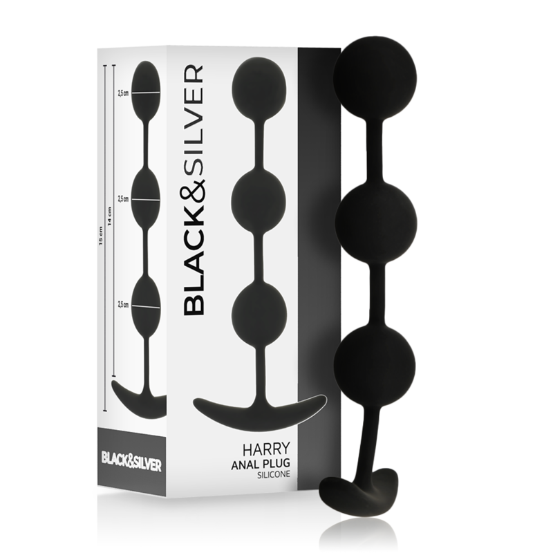 BLACK&SILVER - HARRY ANAL ROSARY 3 SILICONE SPHERES 14 CM