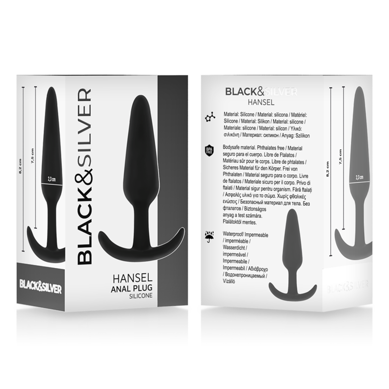 BLACK&amp;SILVER - PLUG ANAL EN SILICONE HANSEL AVEC PETITE POIGNÉE