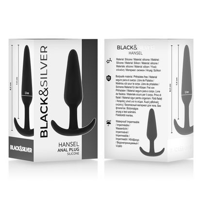 BLACK&amp;SILVER - PLUG ANAL EN SILICONE HANSEL AVEC PETITE POIGNÉE