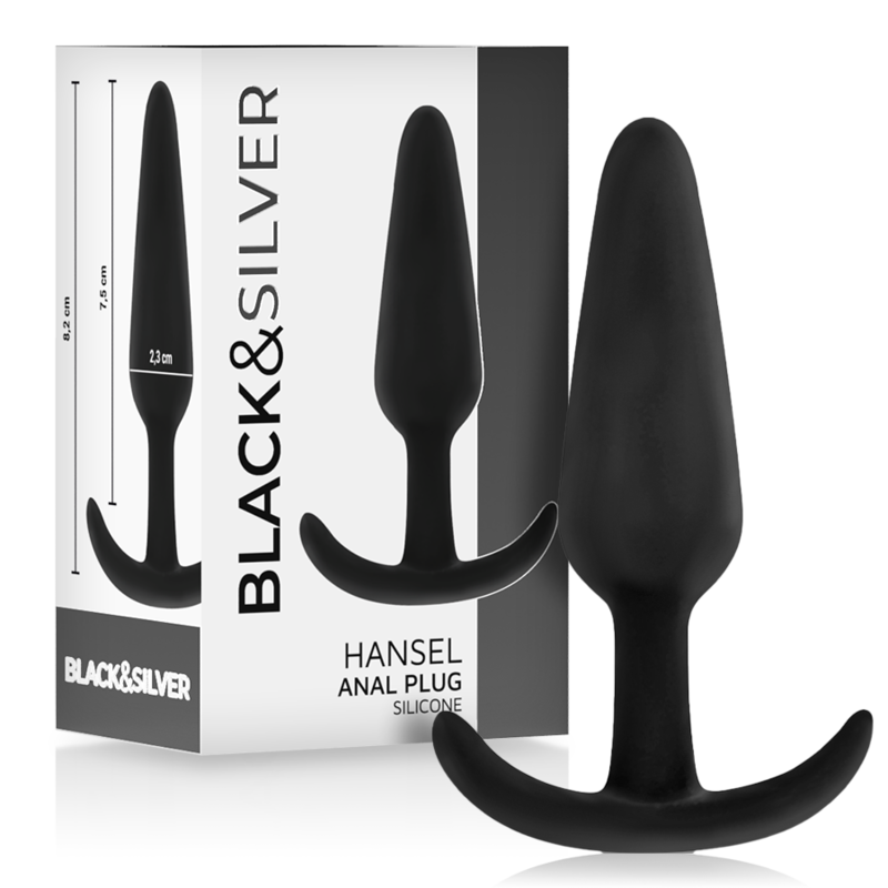 BLACK&amp;SILVER - PLUG ANAL EN SILICONE HANSEL AVEC PETITE POIGNÉE