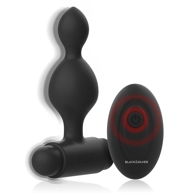 BLACK&SILVER - TUCKER SMALL SILICONE ANAL PLUG REMOTE CONTROL