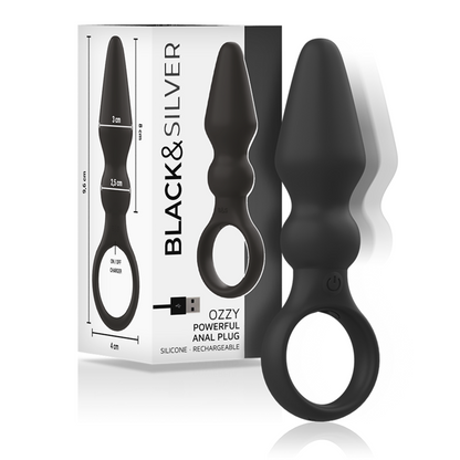 BLACK&amp;SILVER - POTENTE PLUG ANAL DE SILICONA OZZY