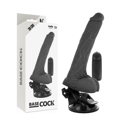 BASECOCK - VIBRATEUR RÉALISTE À TÉLÉCOMMANDE NATUREL AVEC TESTICULES 20 CM -O- 4 CM