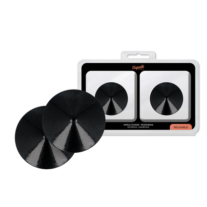 COQUETTE CHIC DESIRE - METAL NIPPLE COVERS BLACK CIRCLES