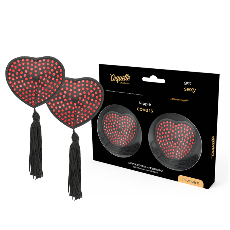 COQUETTE CHIC DESIRE - CACHE TÉTONS COEUR NOIR / ROUGE