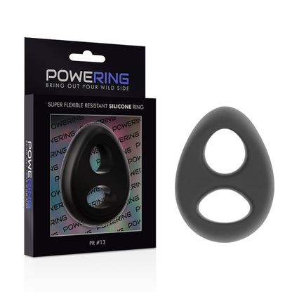 POWERING - ANILLO PARA PENE Y TESTÍCULOS SUPER FLEXIBLE Y RESISTENTE PR13 NEGRO