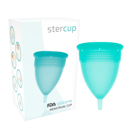 STERCUP - COPA MENSTRUAL FDA DE SILICONA AGUAMARINA - TALLA L