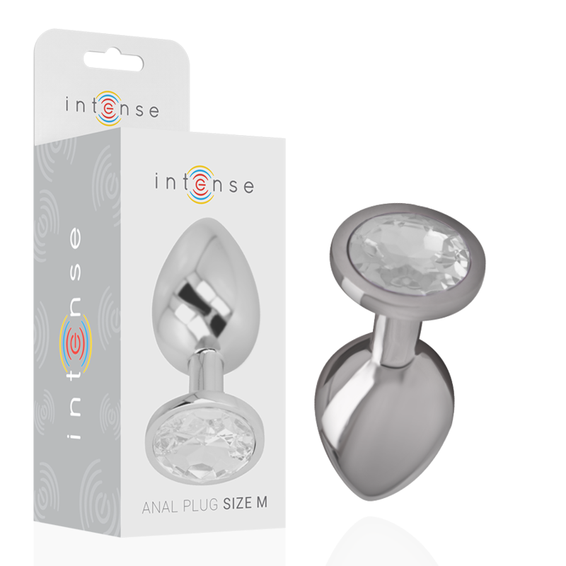 INTENSE - PLUG ANAL EN MÉTAL ALUMINIUM AVEC VERRE ARGENTÉ TAILLE M