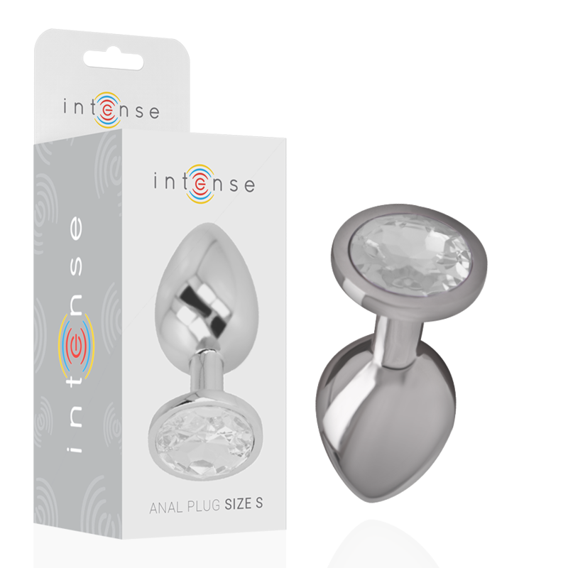 INTENSE - PLUG ANAL EN MÉTAL ALUMINIUM AVEC CRISTAL ARGENT TAILLE S