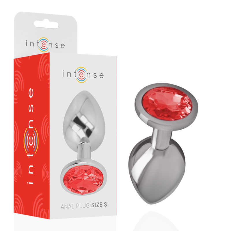 INTENSE - PLUG ANAL DE METAL ALUMINIO CON CRISTAL ROJO TALLA S