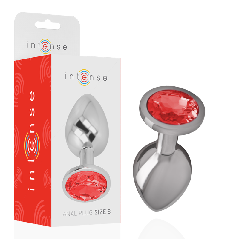 INTENSE - PLUG ANAL EN MÉTAL ALUMINIUM AVEC VERRE ROUGE TAILLE S