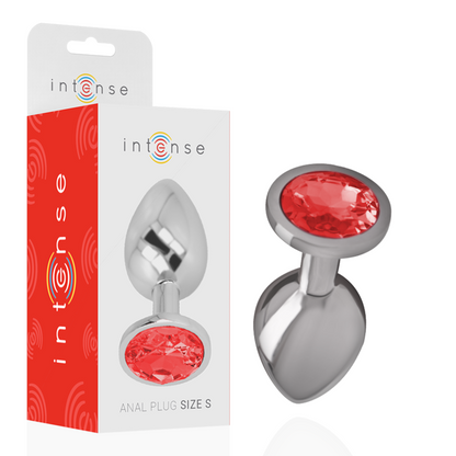 INTENSE - PLUG ANAL EN MÉTAL ALUMINIUM AVEC VERRE ROUGE TAILLE S