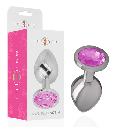 INTENSE - ALUMINUM METAL ANAL PLUG WITH PINK CRYSTAL SIZE M