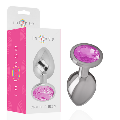 INTENSE - PLUG ANAL DE METAL ALUMINIO CON CRISTAL ROSA TALLA S