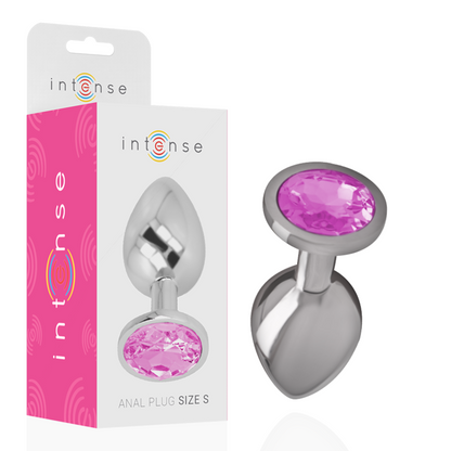 INTENSE - PLUG ANAL EN MÉTAL ALUMINIUM AVEC VERRE ROSE TAILLE S