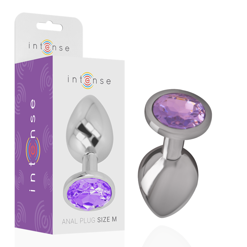 INTENSE - PLUG ANAL DE METAL ALUMINIO CON CRISTAL VIOLETA TALLA M