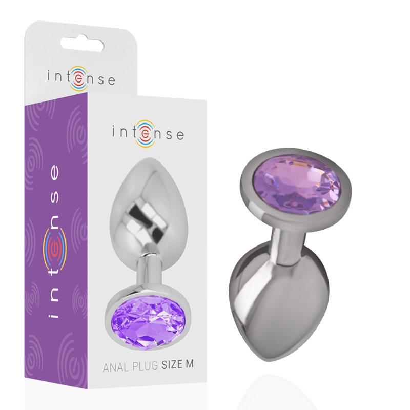 INTENSE - ALUMINUM METAL ANAL PLUG WITH VIOLET GLASS SIZE M