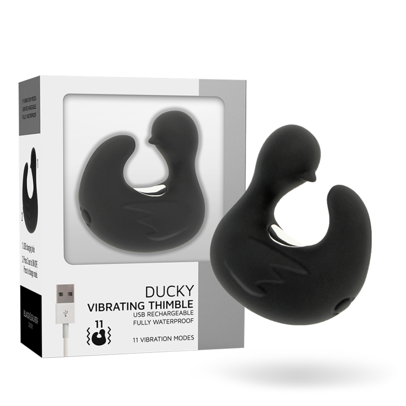 BLACK&SILVER - DUCKYMANIA RECHARGEABLE SILICONE STIMULATING DUCK THIMBLE