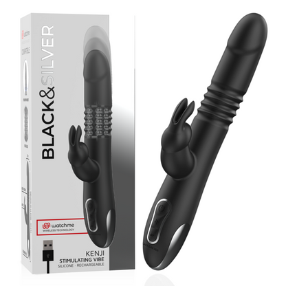 BLACK&amp;SILVER - VIBRADOR ESTIMULANTE KENJI COMPATIBLE CON LA TECNOLOGÍA INALÁMBRICA WATCHME