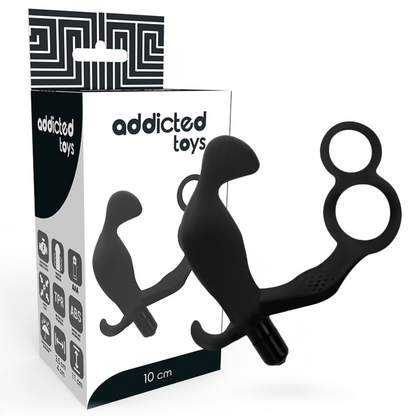 ADDICTED TOYS - PLUG ANAL CON DOBLE ANILLO PARA PENE Y TESTICULOS NEGRO