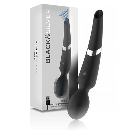 BLACK&SILVER - BECK RECHARGEABLE SILICONE MASSAGER AND SUCTION BLACK