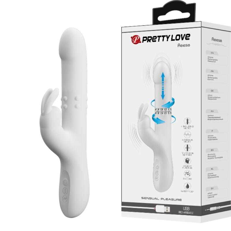 PRETTY LOVE - VIBRADOR REESE CON ROTACIÓN PLATEADA