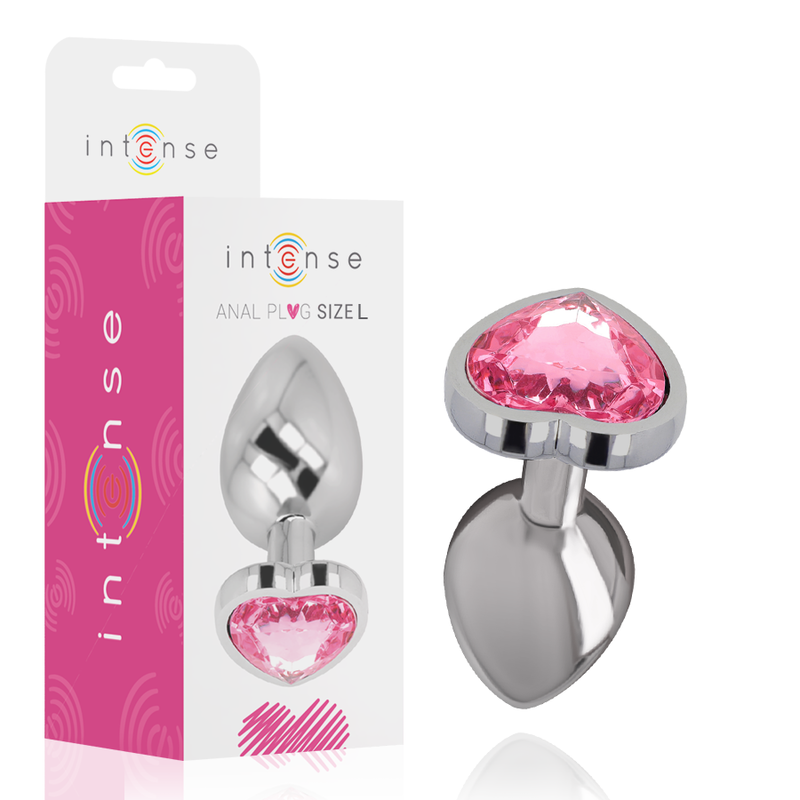 INTENSE - PLUG ANAL EN ALUMINIUM ET MÉTAL COEUR ROSE TAILLE L