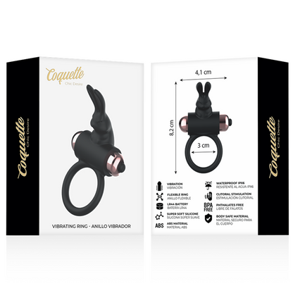 COQUETTE CHIC DESIRE - ANNEAU PÉNITENTIAIRE AVEC VIBRATEUR NOIR/OR