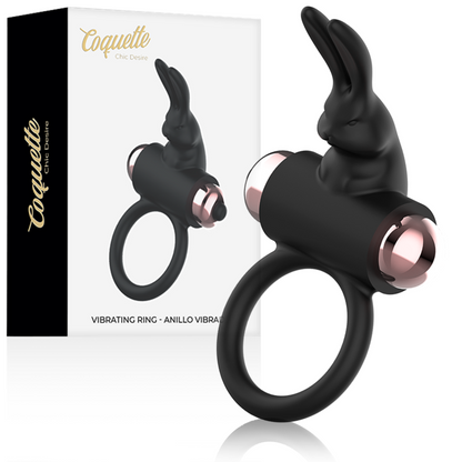 COQUETTE CHIC DESIRE - ANNEAU PÉNITENTIAIRE AVEC VIBRATEUR NOIR/OR