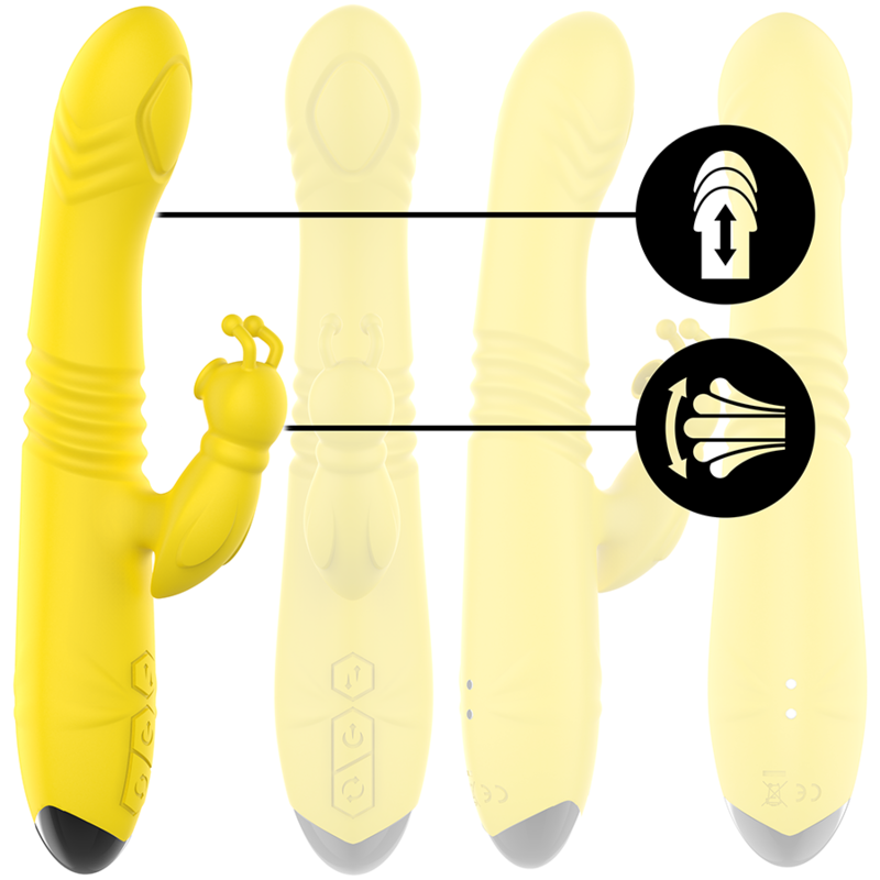 INTENSE - TOKY MULTIFUNCTION VIBRATOR UP & DOWN WITH CLITORAL STIMULATOR YELLOW