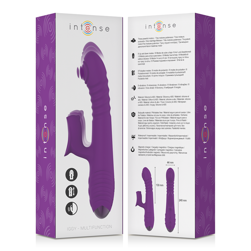 INTENSE - IGGY VIBRATEUR MULTIFONCTIONNEL RECHARGEABLE HAUT ET BAS AVEC STIMULATEUR DE CLITORIS VIOLET