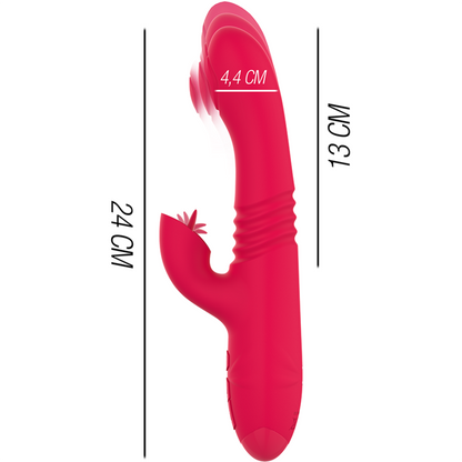 INTENSE - DUA MULTIFUNCTION RECHARGEABLE UP & DOWN VIBRATOR WITH RED TONGUE