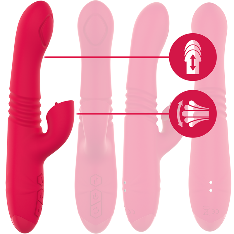 INTENSE - DUA MULTIFUNCTION RECHARGEABLE UP & DOWN VIBRATOR WITH RED TONGUE