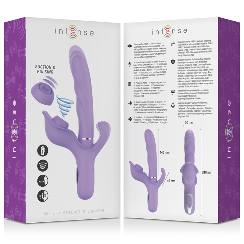 INTENSE - BILLIE VIBRATEUR RECHARGEABLE MULTIFONCTION ASPIRATION &amp; PULSATION VIOLET